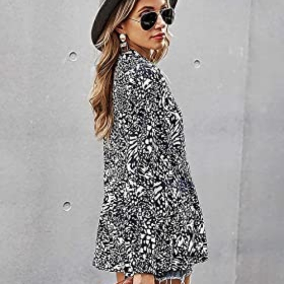 🔥 Womens Casual Tunic Tops Floral Print Button Down Shirt Flowy V-Neck - Picture 5 of 5